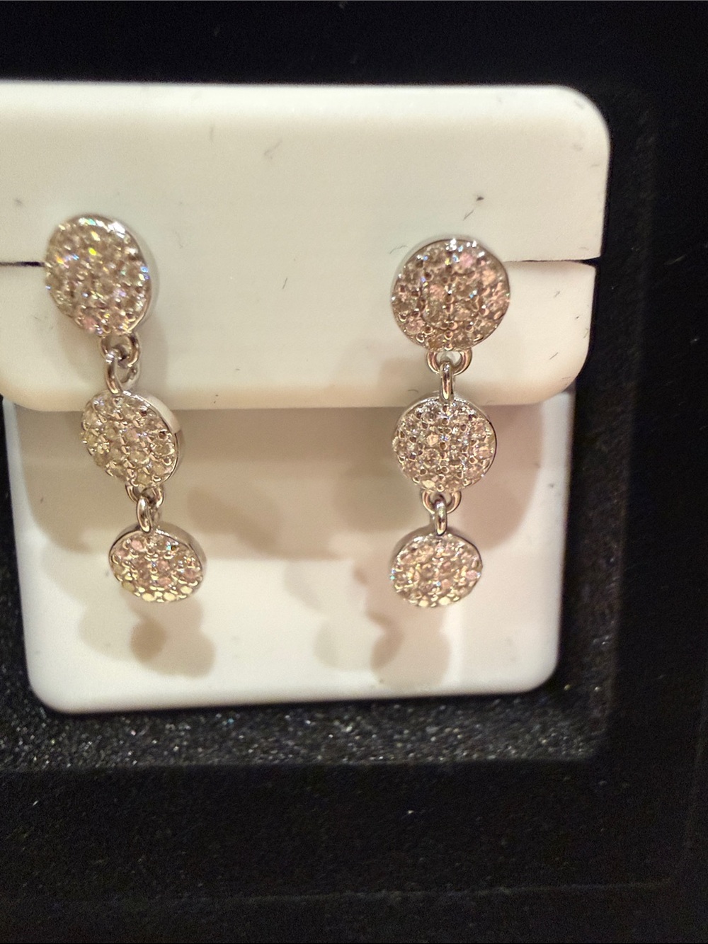 Sterling Silver Moissanite 9.25 Pave Drop Earrings
